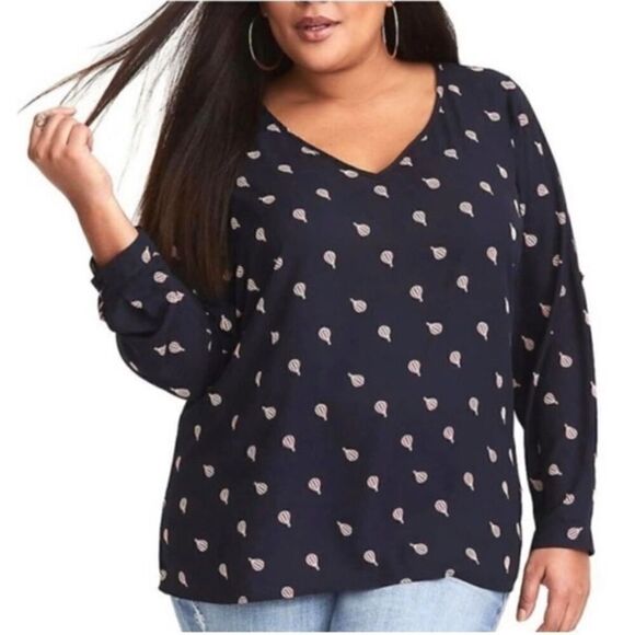 Torrid Georgette Top Hot Air Balloons Torrid Sz 2 Navy Blue Plus Size - Picture 1 of 10